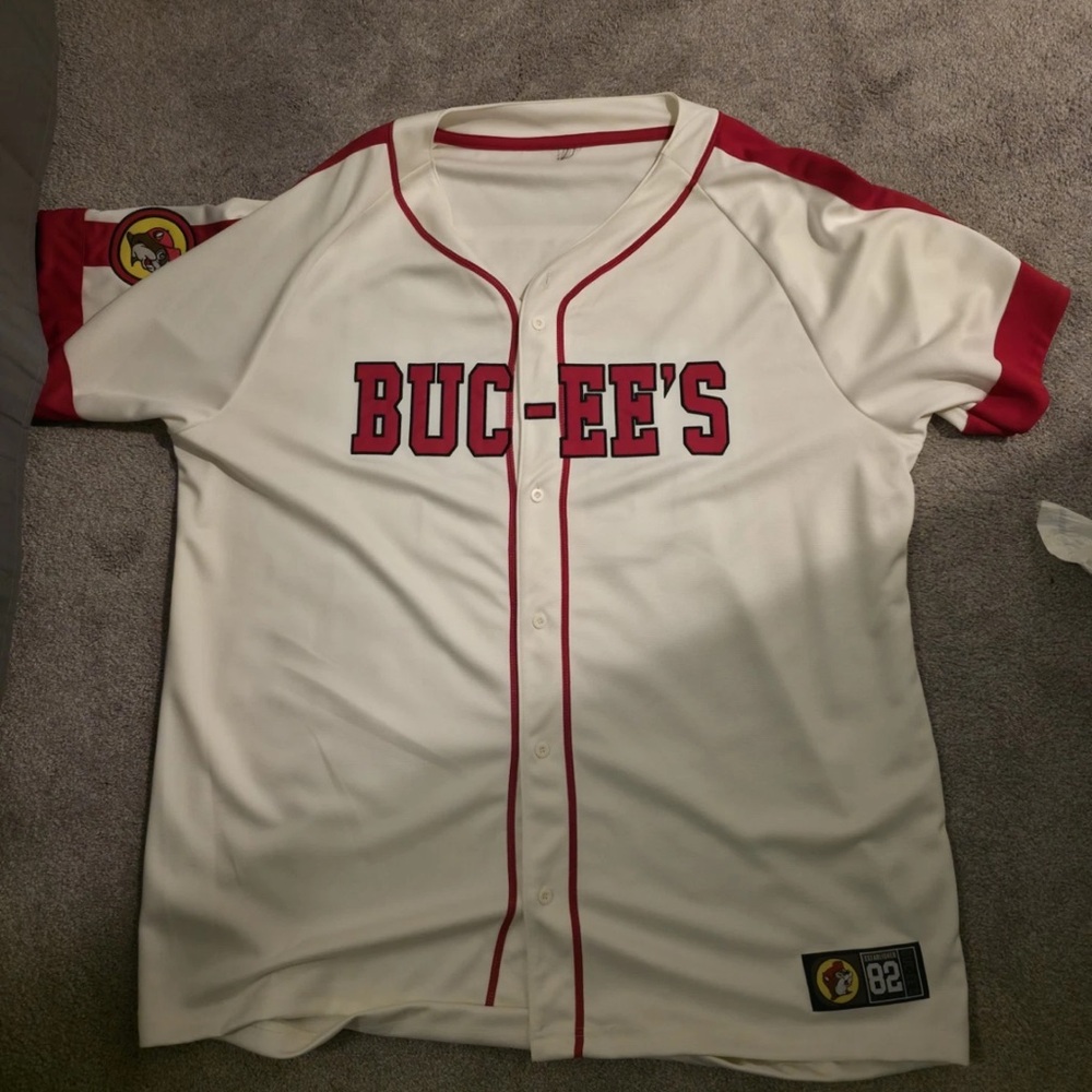 Buc-ee's White and Red Men's Jersey Shirt
